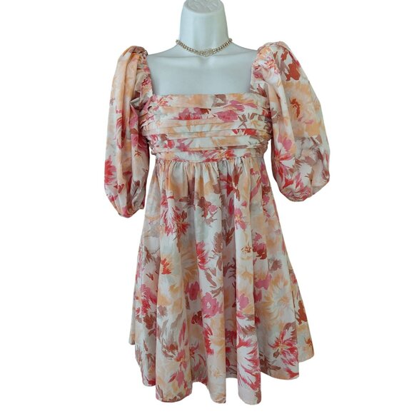 Abercrombie & Fitch Floral Puff Sleeve Mini Dress XS - Picture 1 of 7